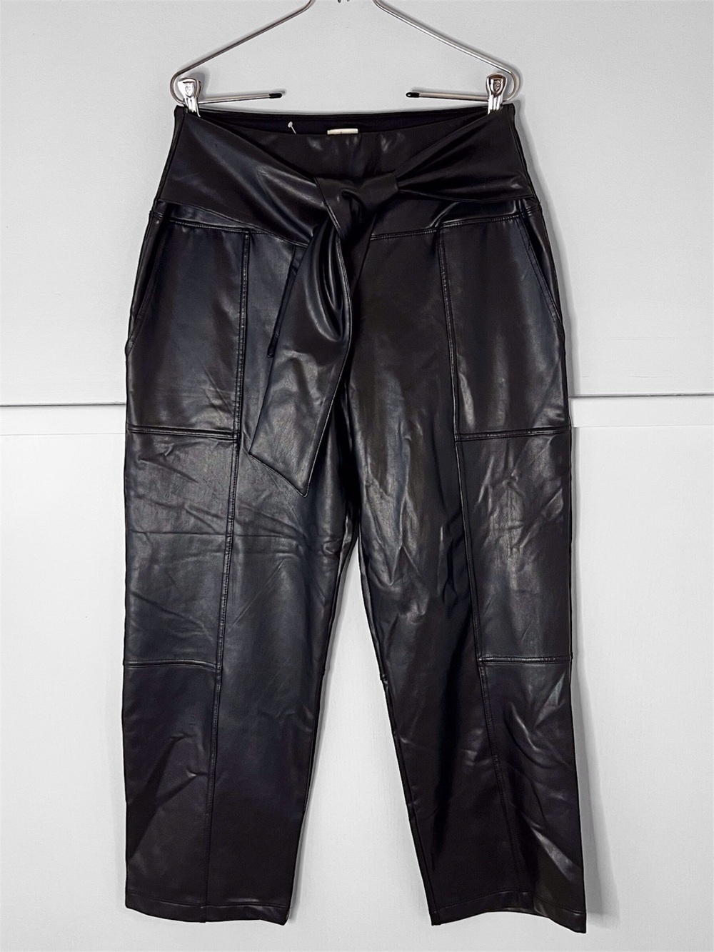 Joie Waist Tie Faux Leather Tummy Control Slim Effect Pants NWOT